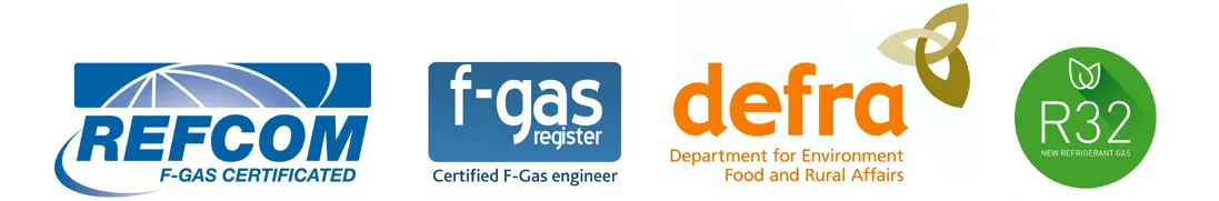 REFCOM, F Gas, Defra and R32 Logos